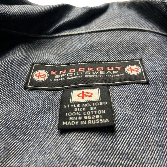 Knockout Jeans Los Angeles Mens Light Blue Denim Jacket Size XXXL Hip Hop Y2K - Picture 12 of 14